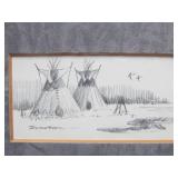 Framed Signed and Numbered Native American Print w/Hand Drawn Sketch by Jerry Raedeke