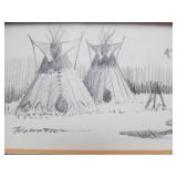 Framed Signed and Numbered Native American Print w/Hand Drawn Sketch by Jerry Raedeke