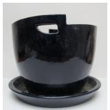 Vintage IKEA Heavy Dark Blue Terra Cotta Planter