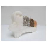 Small Vintage Hand Carved Stone Owl Sculpture