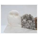 Small Vintage Hand Carved Stone Owl Sculpture
