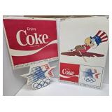 LARGE Vintage 1984 Coca Cola Advertising Display Signs - LA Olympics - Double Sided