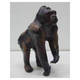 Vintage Genuine Leather Gorilla w/Glass Eyes - 12" Tall