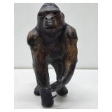 Vintage Genuine Leather Gorilla w/Glass Eyes - 12" Tall