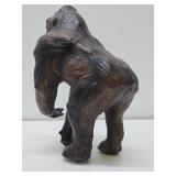 Vintage Genuine Leather Gorilla w/Glass Eyes - 12" Tall