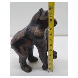 Vintage Genuine Leather Gorilla w/Glass Eyes - 12" Tall