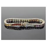 Sterling Silver & Colorful Gemstone Tennis Bracelet