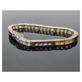 Sterling Silver & Colorful Gemstone Tennis Bracelet