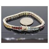 Sterling Silver & Colorful Gemstone Tennis Bracelet