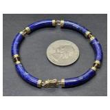 Genuine 14K Gold & Lapis Bracelet