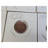 Lot of 26 Antique US Indian Head Pennies 1880-1908