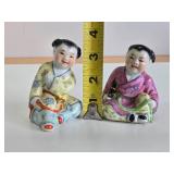 2 Handpainted Antique Chinese Republic Period Figures
