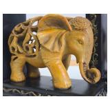 Nice Set of Hand Carved Stone Elephant Bookends