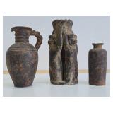 3 Old Vintage Earthenware / Terra Cotta Vessels