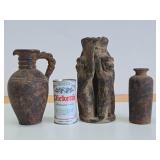 3 Old Vintage Earthenware / Terra Cotta Vessels