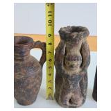 3 Old Vintage Earthenware / Terra Cotta Vessels