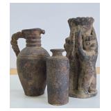 3 Old Vintage Earthenware / Terra Cotta Vessels