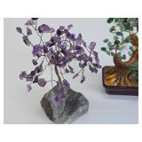 2 Vintage Wire Tree w/Gemstones - Amethyst & Green Aventurine