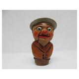 Old Vintage German Black Forest Carved Nutcracker & 2 Bottle Toppers