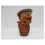 Old Vintage German Black Forest Carved Nutcracker & 2 Bottle Toppers