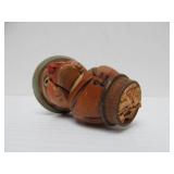 Old Vintage German Black Forest Carved Nutcracker & 2 Bottle Toppers