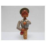 Old Vintage German Black Forest Carved Nutcracker & 2 Bottle Toppers