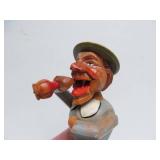 Old Vintage German Black Forest Carved Nutcracker & 2 Bottle Toppers