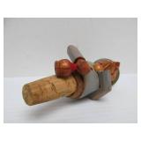 Old Vintage German Black Forest Carved Nutcracker & 2 Bottle Toppers