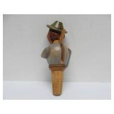 Old Vintage German Black Forest Carved Nutcracker & 2 Bottle Toppers