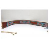 Excellent Old Vintage Native American Style Beaded Leather Belt w/American Flags