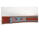 Excellent Old Vintage Native American Style Beaded Leather Belt w/American Flags