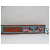 Excellent Old Vintage Native American Style Beaded Leather Belt w/American Flags