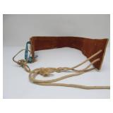 Excellent Old Vintage Native American Style Beaded Leather Belt w/American Flags