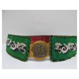 Antique Beaded Belt w/Brass Ship Buckle