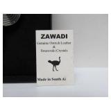 Large New in Box ZAWADI Ostrich Leather & Swarovski Necklace w/Box