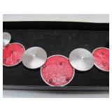 Large New in Box ZAWADI Ostrich Leather & Swarovski Necklace w/Box