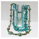 2 Vintage Native American Turquoise Necklaces - One Carved Fetish Necklace