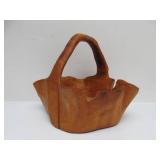 Handmade Burl Wood Basket & Signed Turned Wood Vase