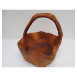 Handmade Burl Wood Basket & Signed Turned Wood Vase