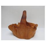 Handmade Burl Wood Basket & Signed Turned Wood Vase