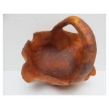 Handmade Burl Wood Basket & Signed Turned Wood Vase