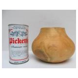 Handmade Burl Wood Basket & Signed Turned Wood Vase