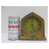Antique Heavy Cast Metal Desk Clock