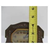 Antique LUX Heavy Cast Metal Mantel or Desk Clock