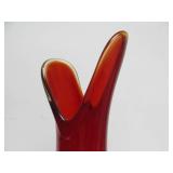 Excellent Mid Century Tall Red Glass Vase