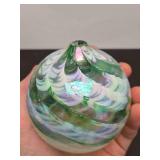 2 Very Nice Looking Iridescent Art Glass Oil Candles