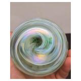 2 Very Nice Looking Iridescent Art Glass Oil Candles