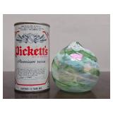 2 Very Nice Looking Iridescent Art Glass Oil Candles