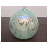 2 Very Nice Looking Iridescent Art Glass Oil Candles