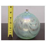 2 Very Nice Looking Iridescent Art Glass Oil Candles